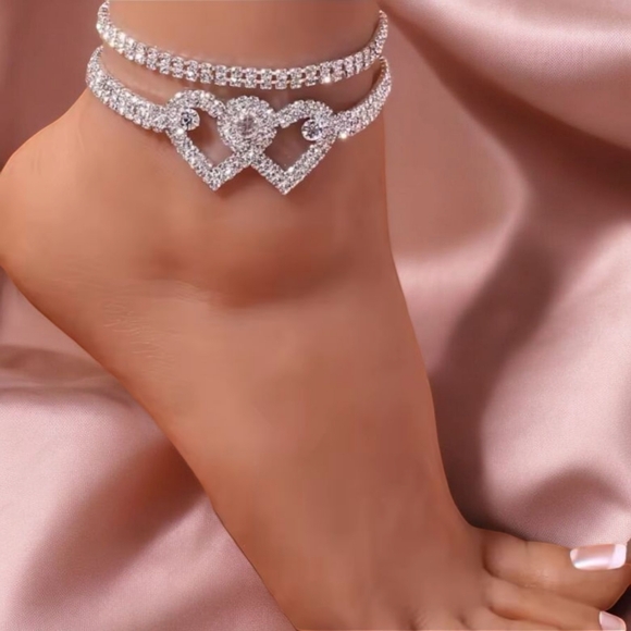 *NEW!* Silver CZ Bracelet/Anklet Pair - Picture 1 of 5